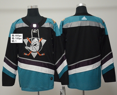 Adidas Men Anaheim Ducks Blank Black Teal Alternate Authentic Stitched NHL Jersey